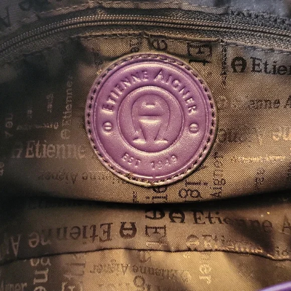 Etienne Aigner Purple and Tan East/West Shoulder Bag EUC - Picture 11 of 16